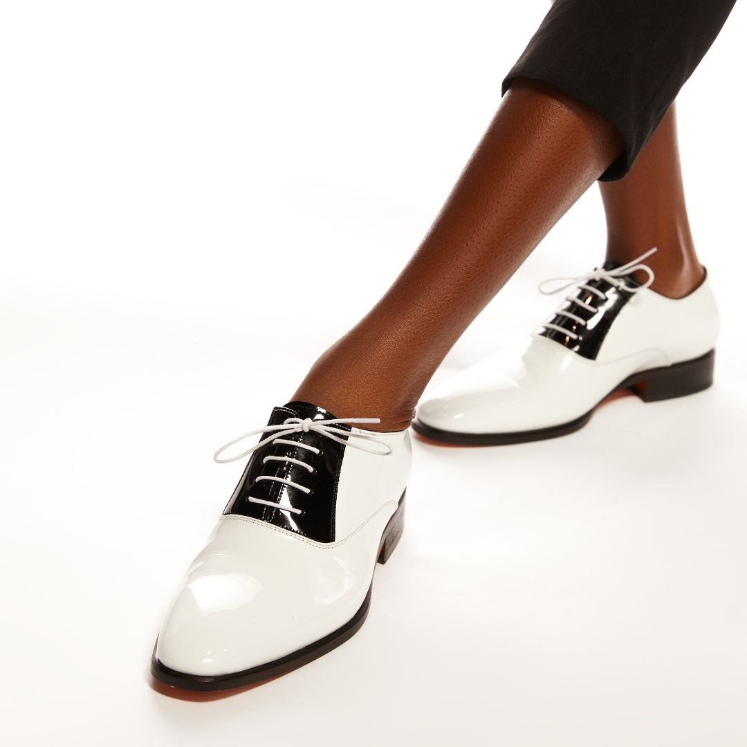 PATENT LEATHER  TUXEDO SHOE BLACK & WHITE
