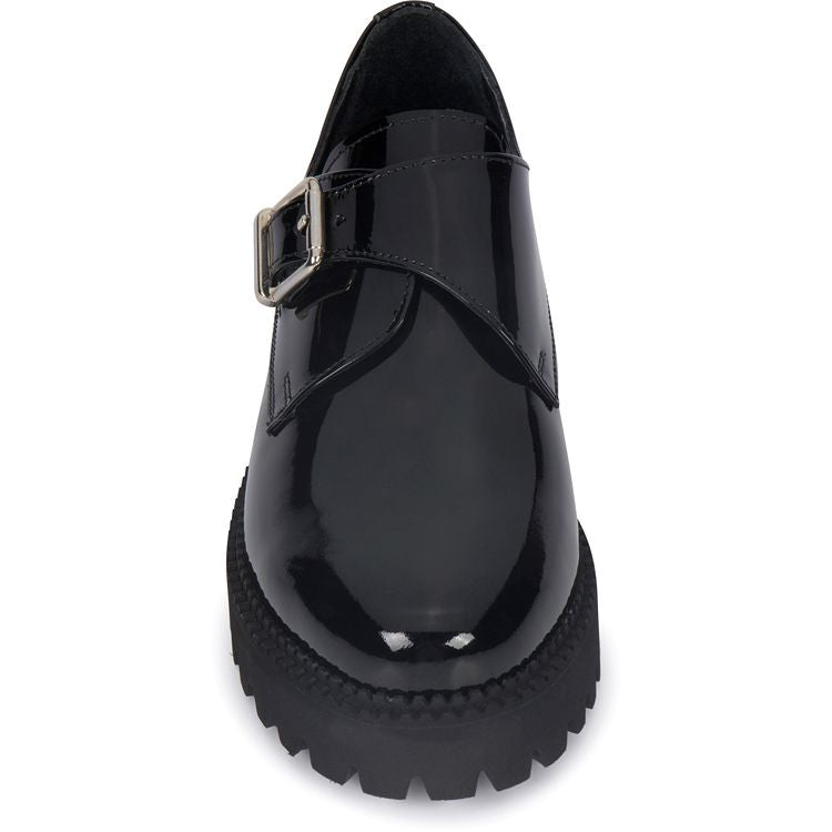 Black Patent Leather Silver Buckle Rubber Sole 2” Heel Made In Turkey Step into style with our BLACK PATENT LEATHER MONK STRAP shoes. The shiny black patent leather and silver buckle add a touch of sophistication, while the rubber sole and 2" heel provide comfort and durability. Made in Turkey for the perfect blend of fashion and quality.