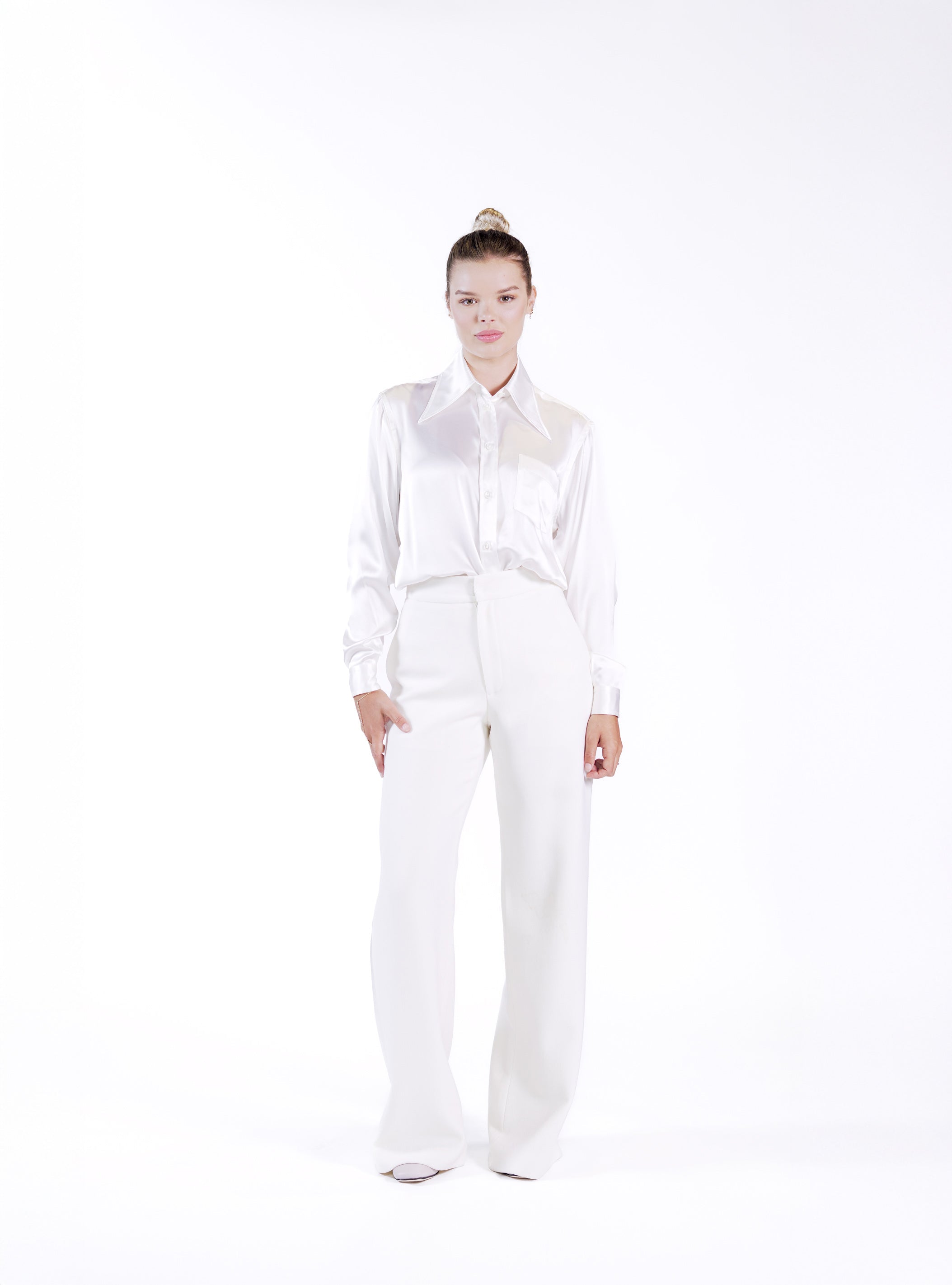 ANNA MAY BLOUSE SILK CHARMEUSE WHITE
