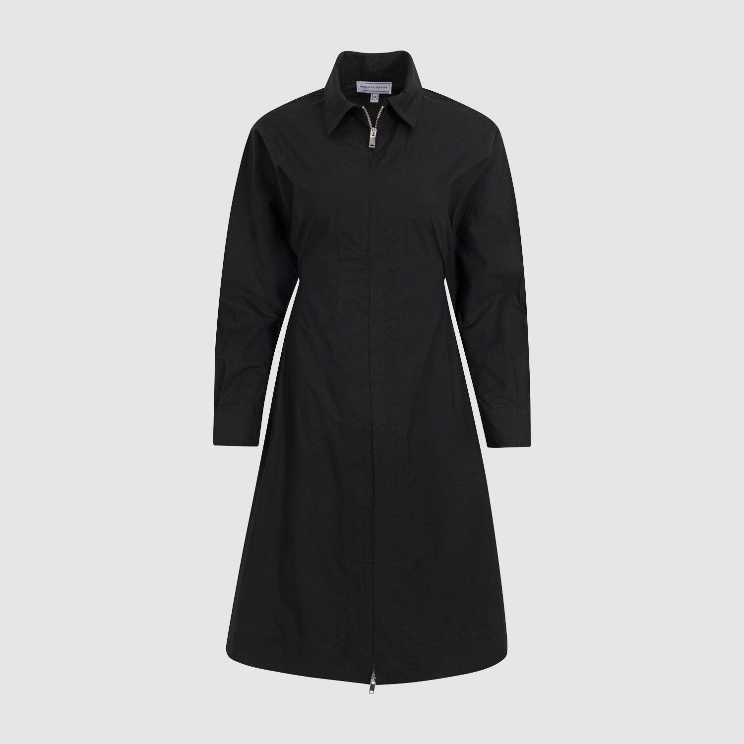ZIP UP DRESS IN COTTON POPLIN BLACK