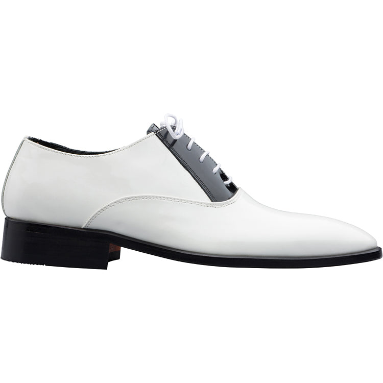 PATENT LEATHER  TUXEDO SHOE BLACK & WHITE