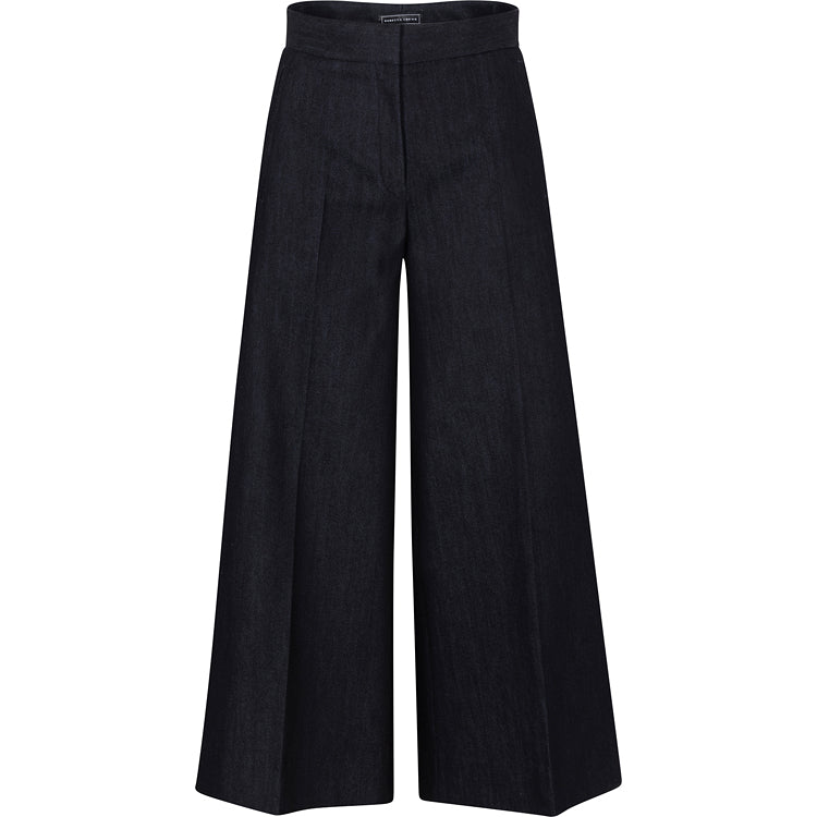 DENIM WIDE LEG CROPPED PANTS