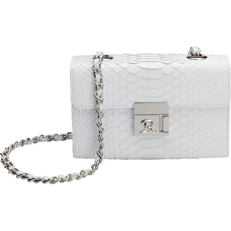 SNAKESKIN CLUTCH WHITE