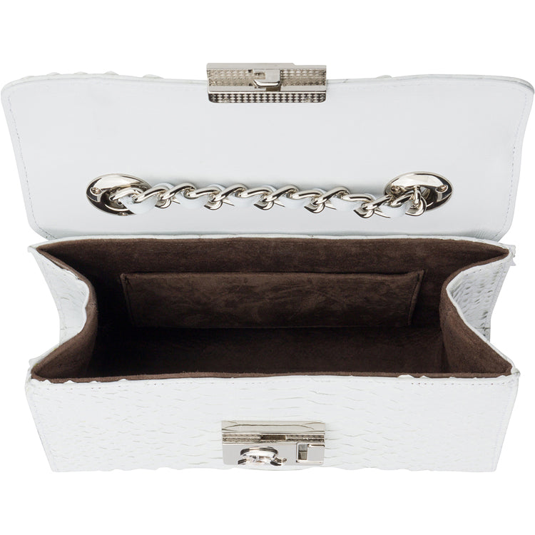 SNAKESKIN CLUTCH WHITE