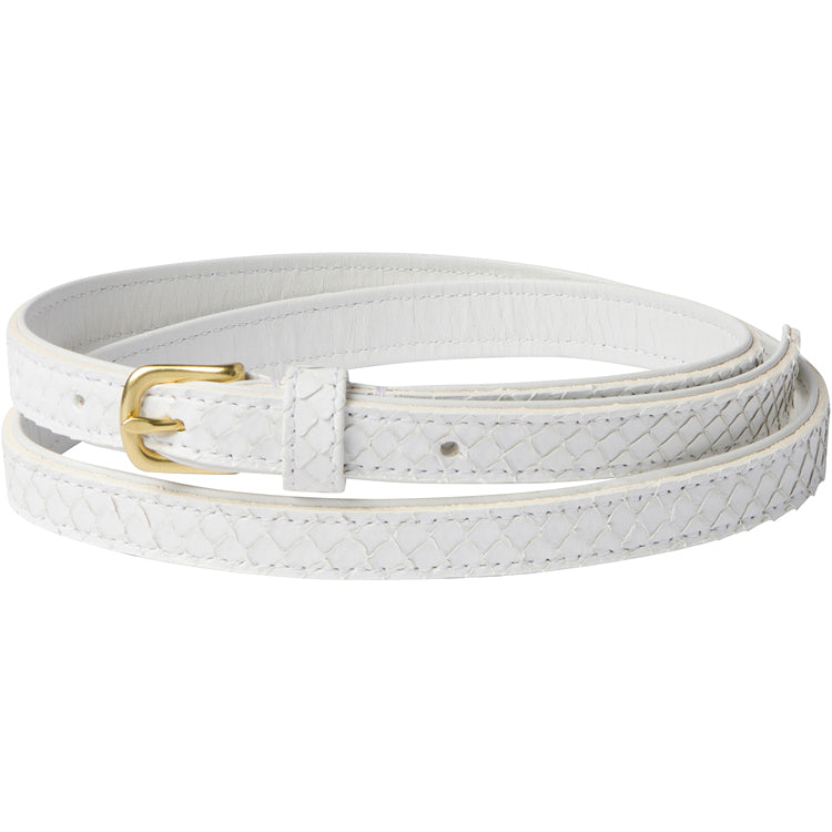 SKINNY BELT WHITE SNAKESKIN WITH GOLD