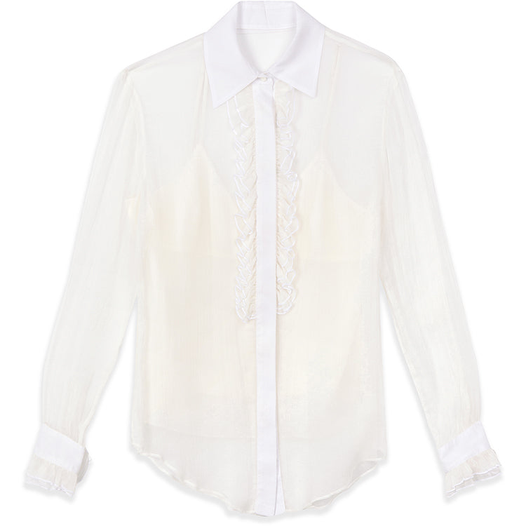 RUFFLE BLOUSE POWDER