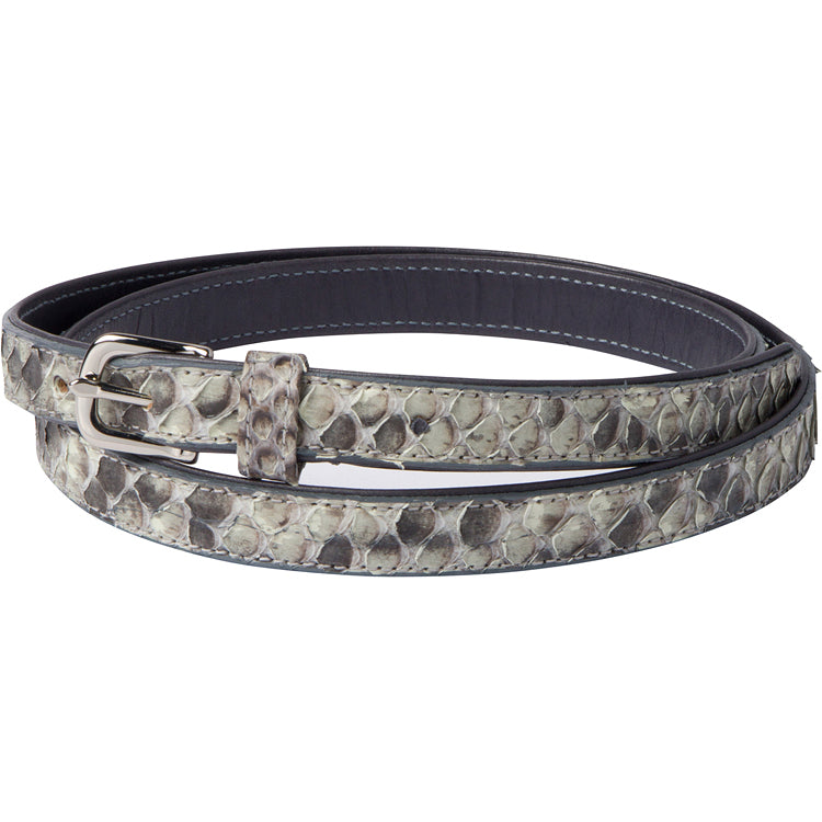 SKINNY BELT GREY SNAKESKIN WITH SLIVER