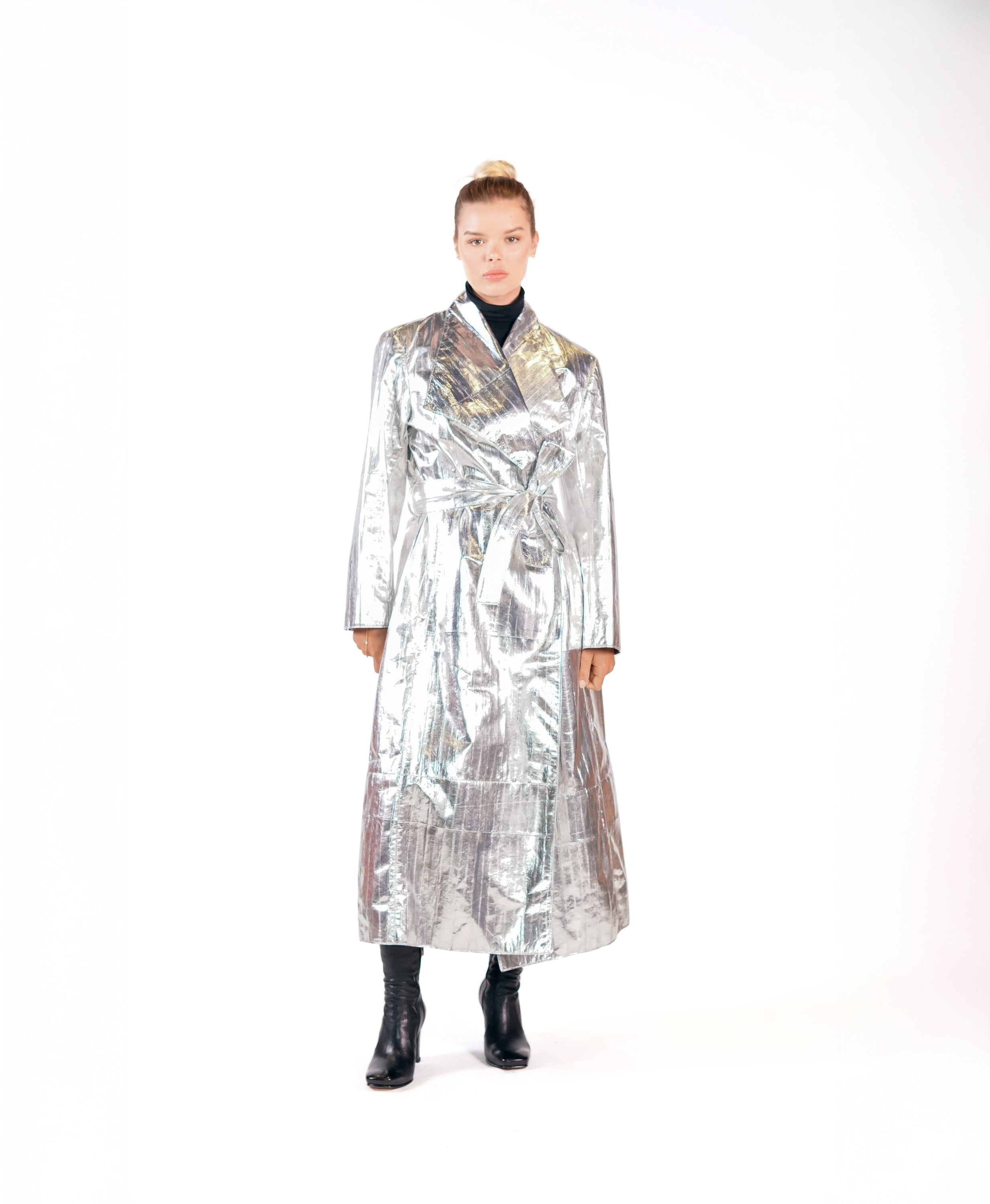 SARAH TRENCH COAT BLACK EEL SKIN