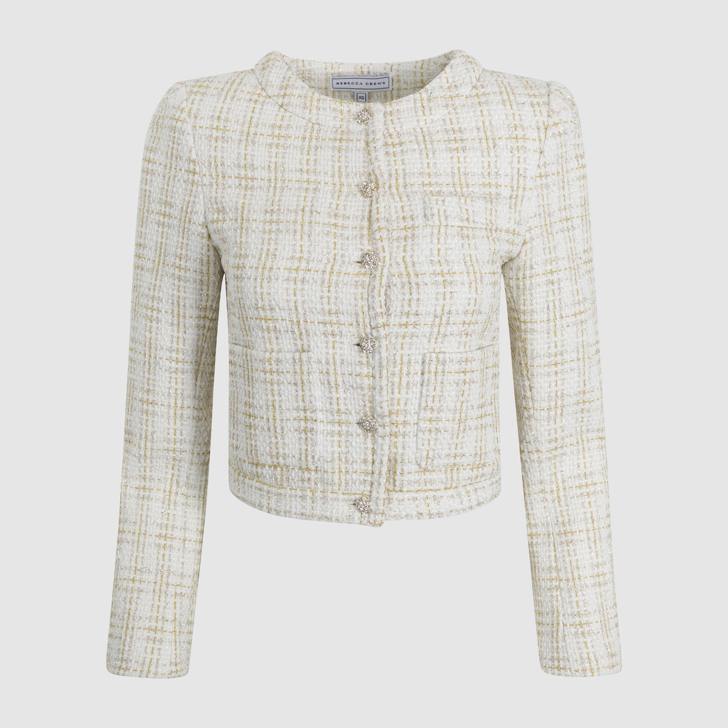 WHITE AND GOLD BOUCLE JACKET