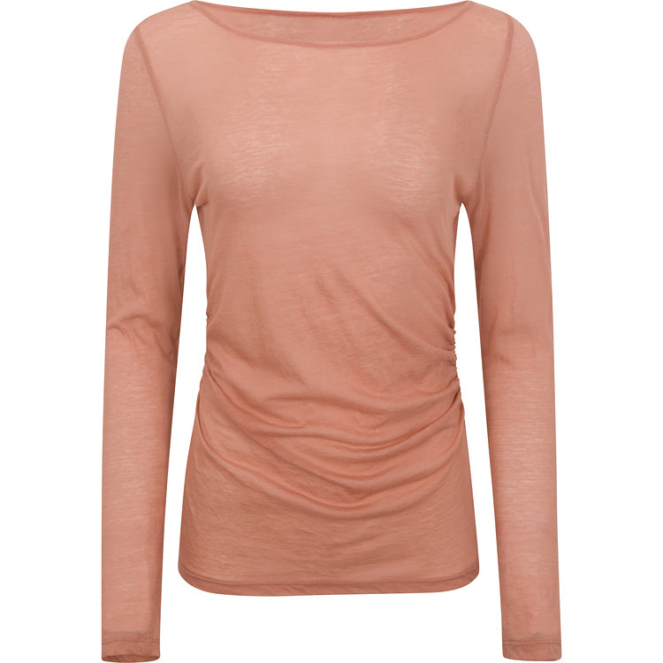 SHEER RUCHED SWEATSHIRT SALMON
