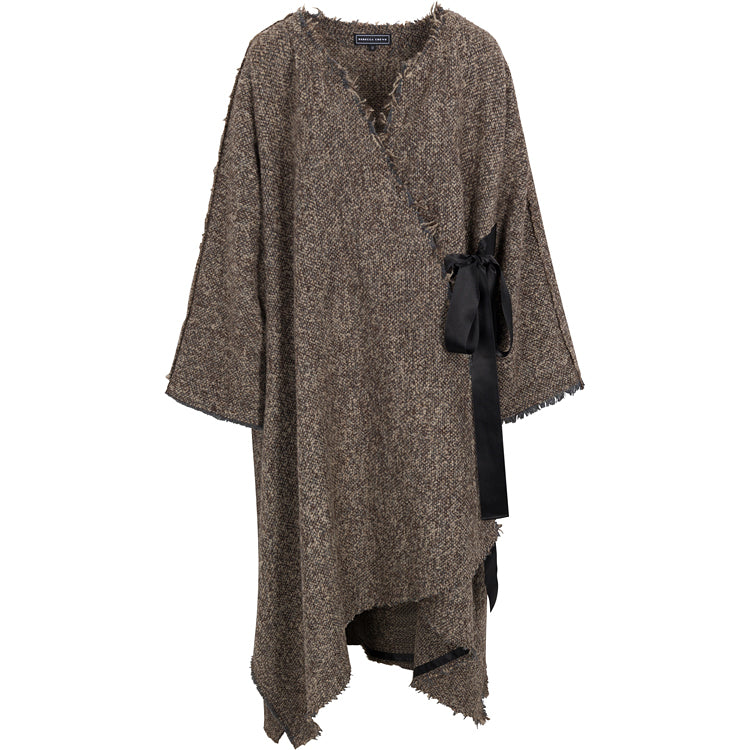 BOUCLE WRAP CAPE COAT
