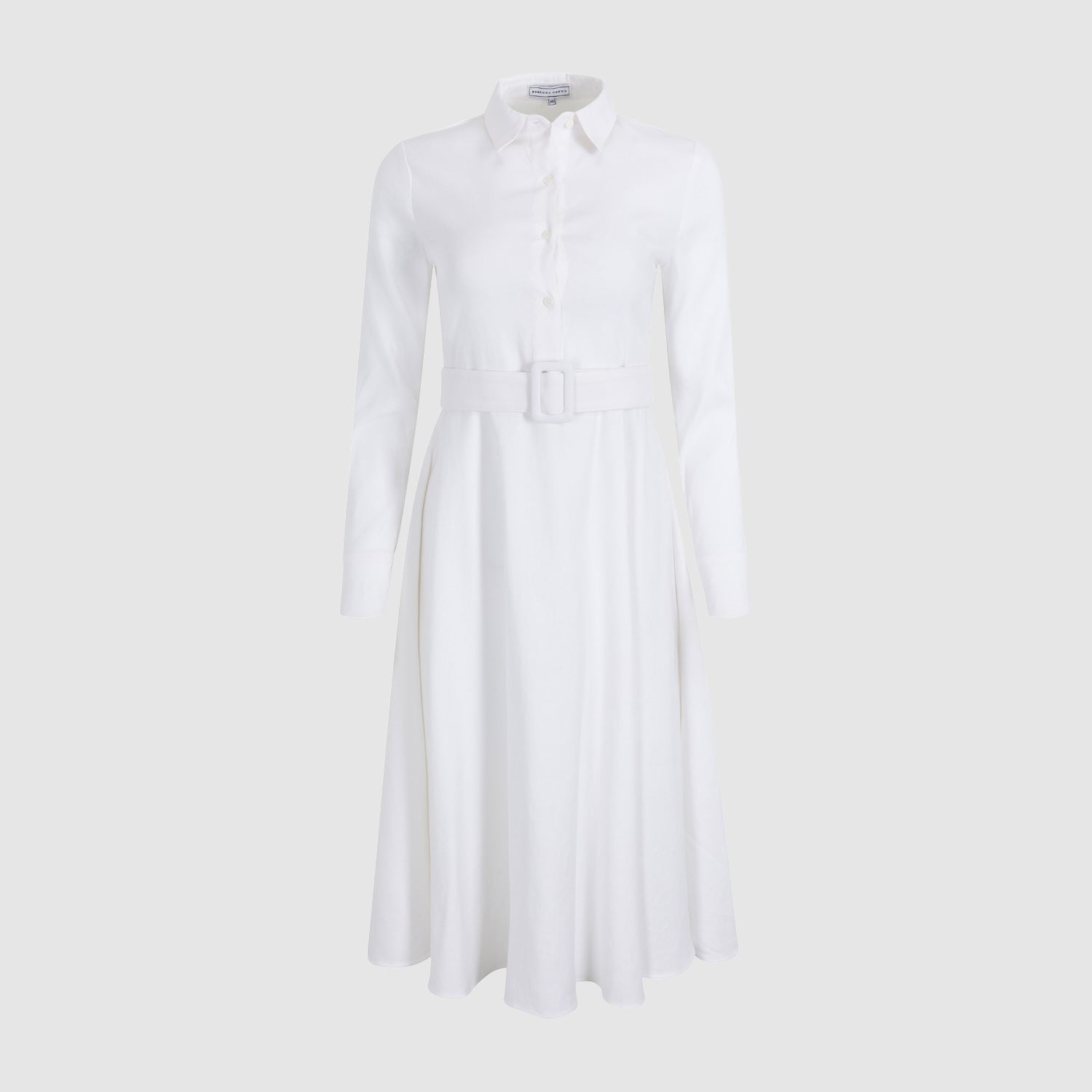WHITE LONG SLEEVE LINEN DRESS